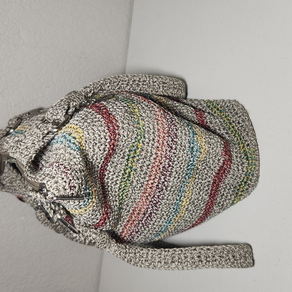 The Sak womens shoulder bag crochet neutral gray stripes - Picture 11 of 17